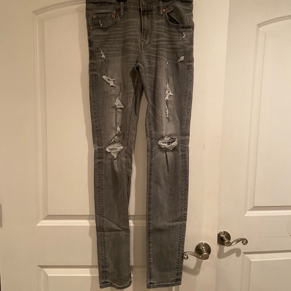 Mens American Eagle Skinny Jeans, gray, 32x34, excellent condition